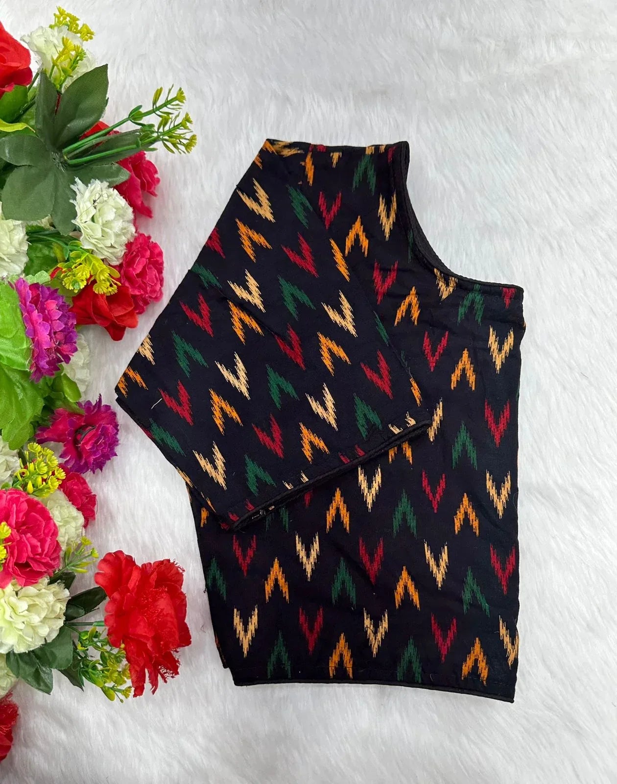 Block Print Ajarakh Boat Neck Blouse - Anant Exports