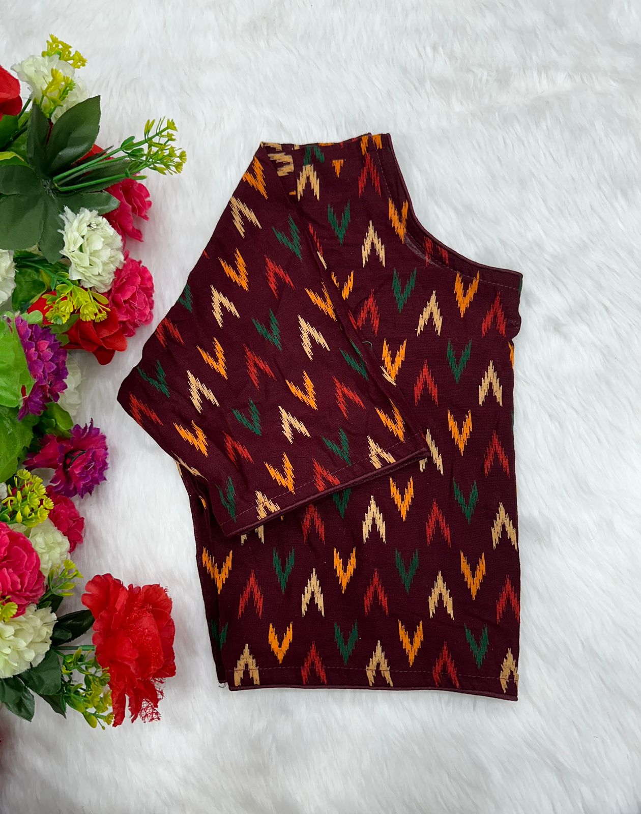 Block Print Ajarakh Boat Neck Blouse