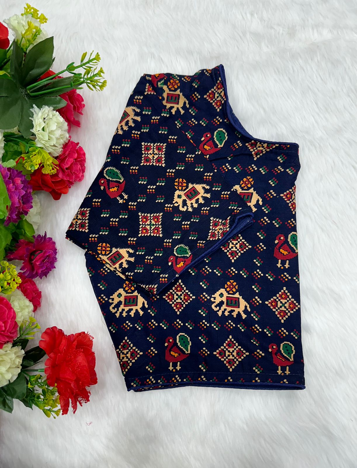 Block Print Ajarakh Boat Neck Blouse