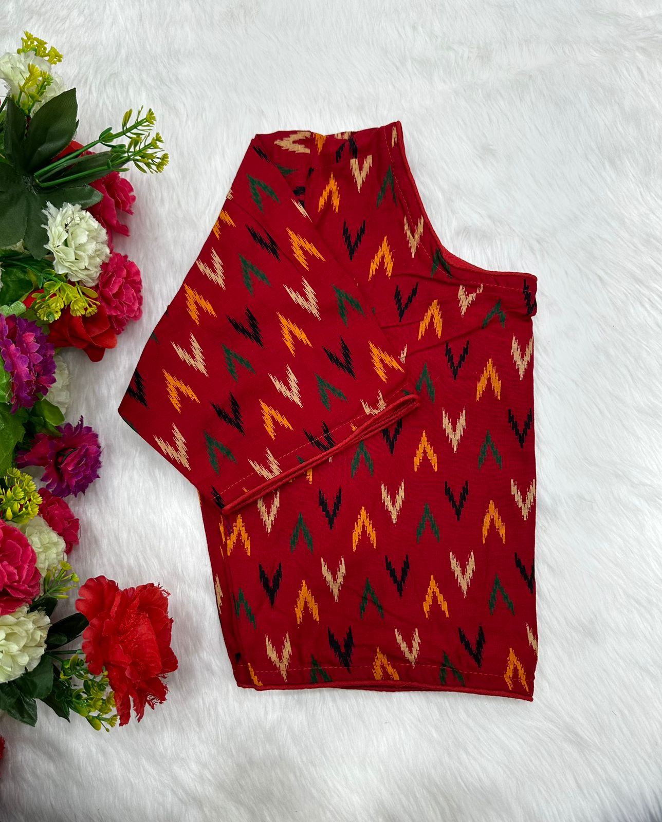 Block Print Ajarakh Boat Neck Blouse