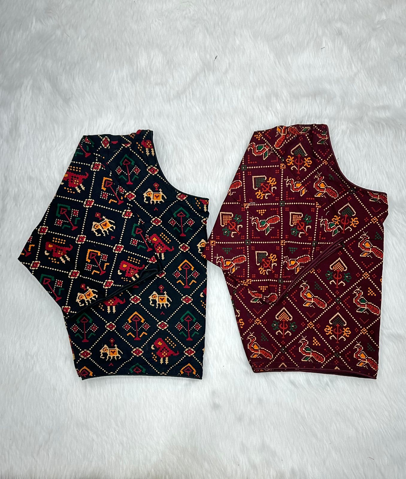 Block Print Ajarakh Boat Neck Blouse