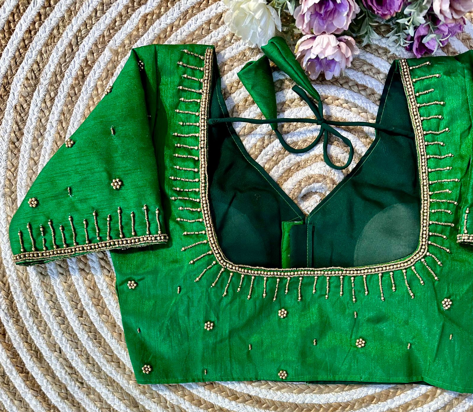 Festival Wear Golden Handcrafted Work Blouse