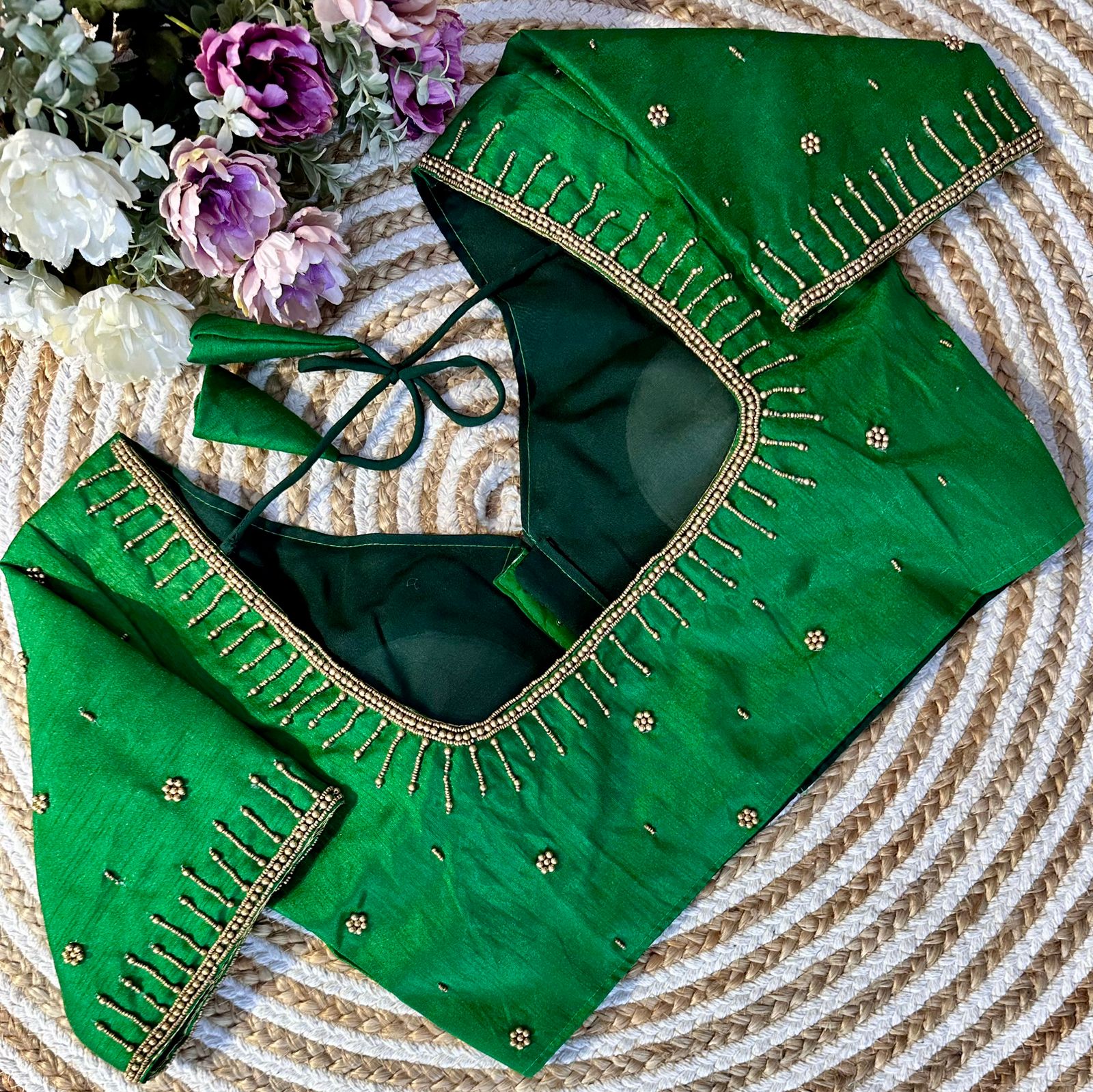 Festival Wear Golden Handcrafted Work Blouse