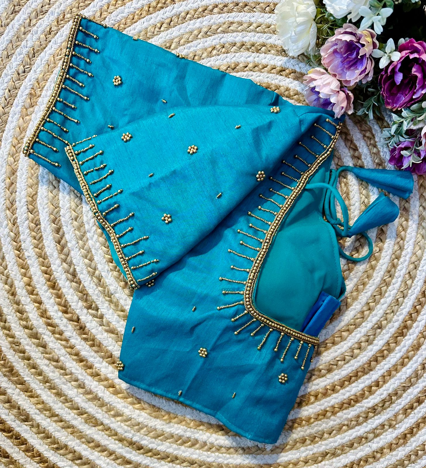 Festival Wear Golden Handcrafted Work Blouse