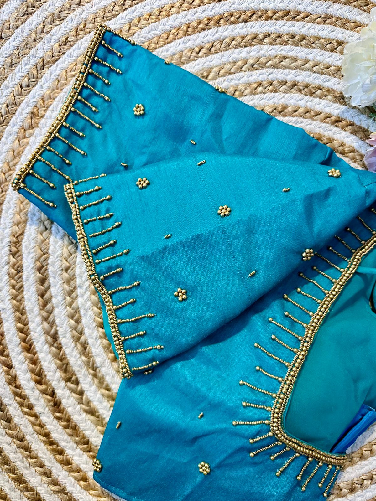 Festival Wear Golden Handcrafted Work Blouse