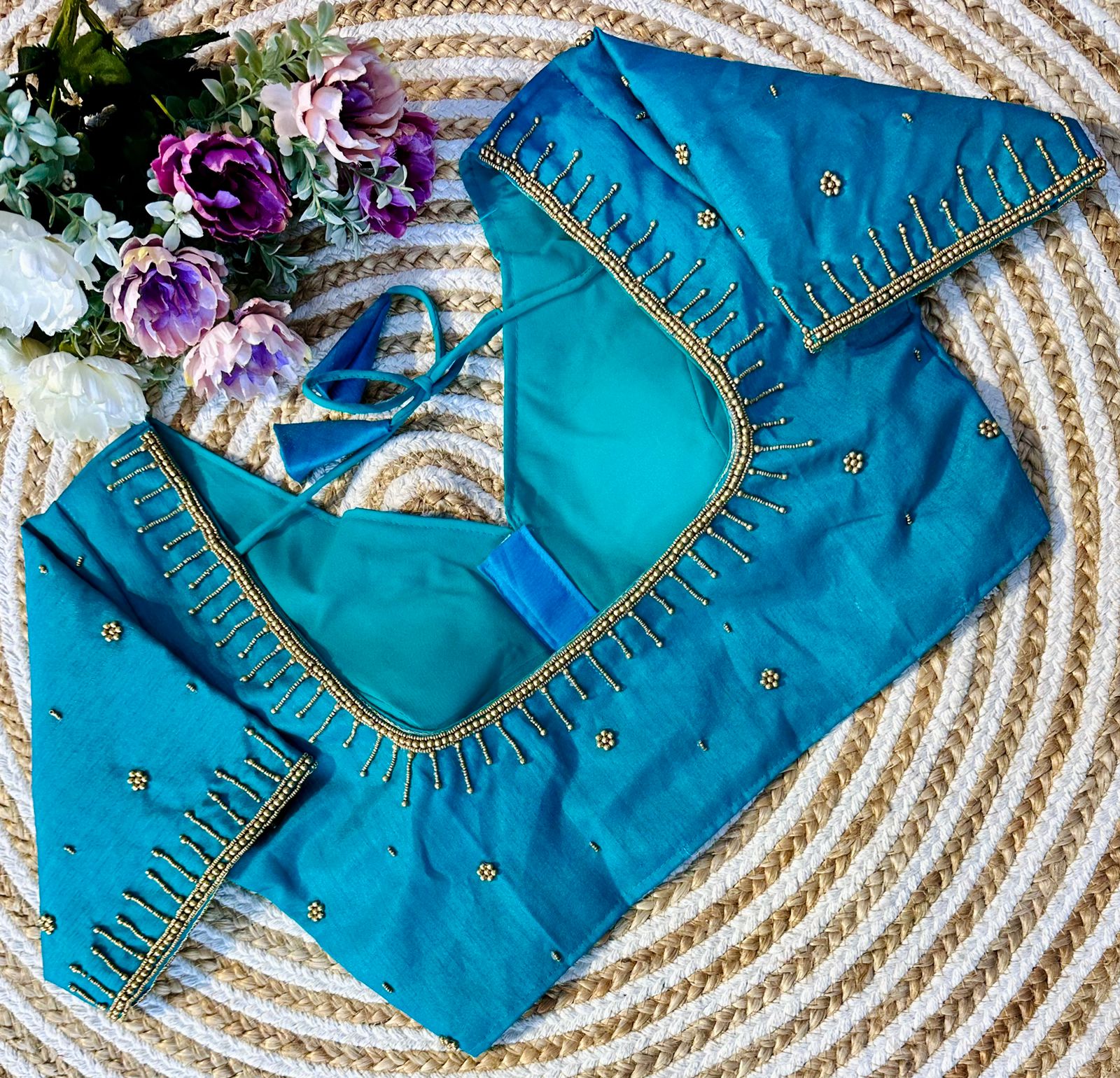 Festival Wear Golden Handcrafted Work Blouse