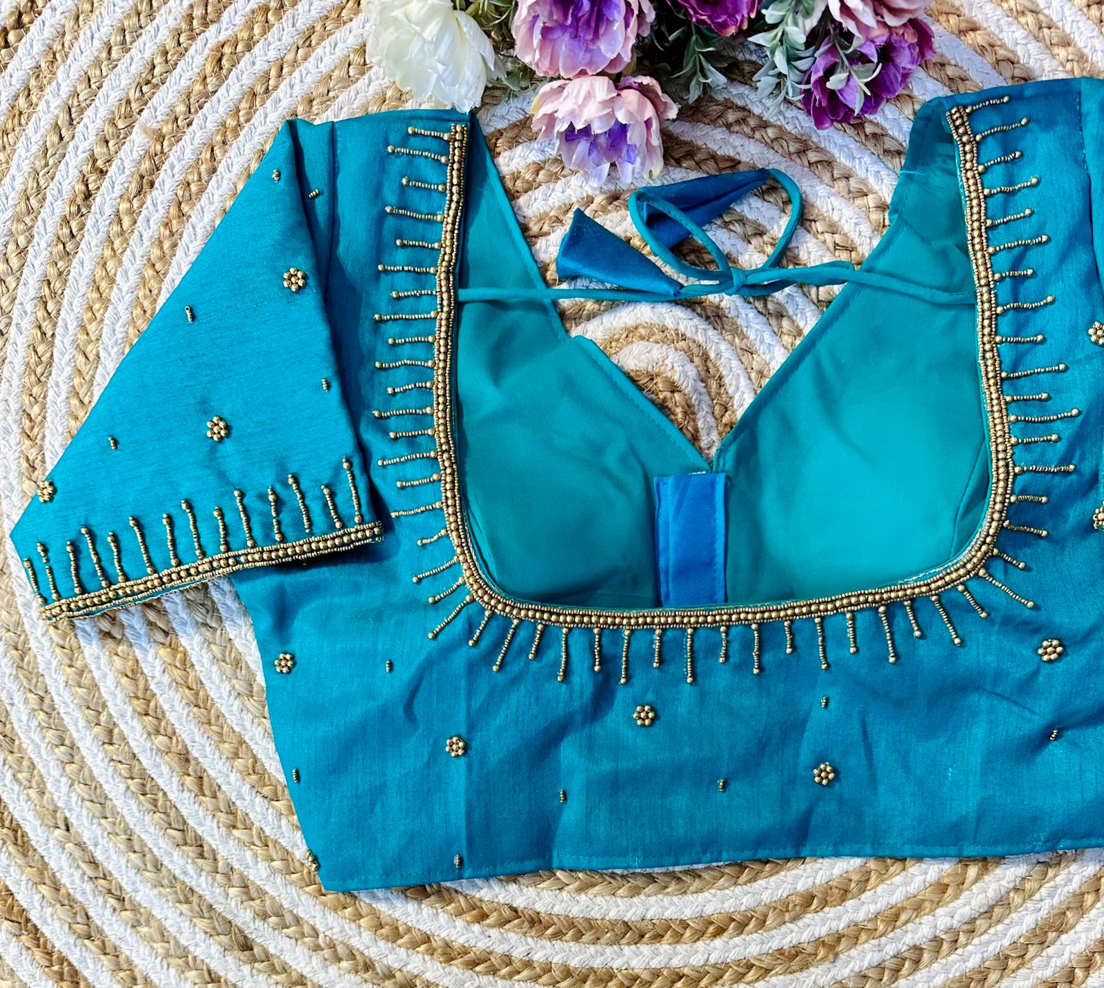Festival Wear Golden Handcrafted Work Blouse