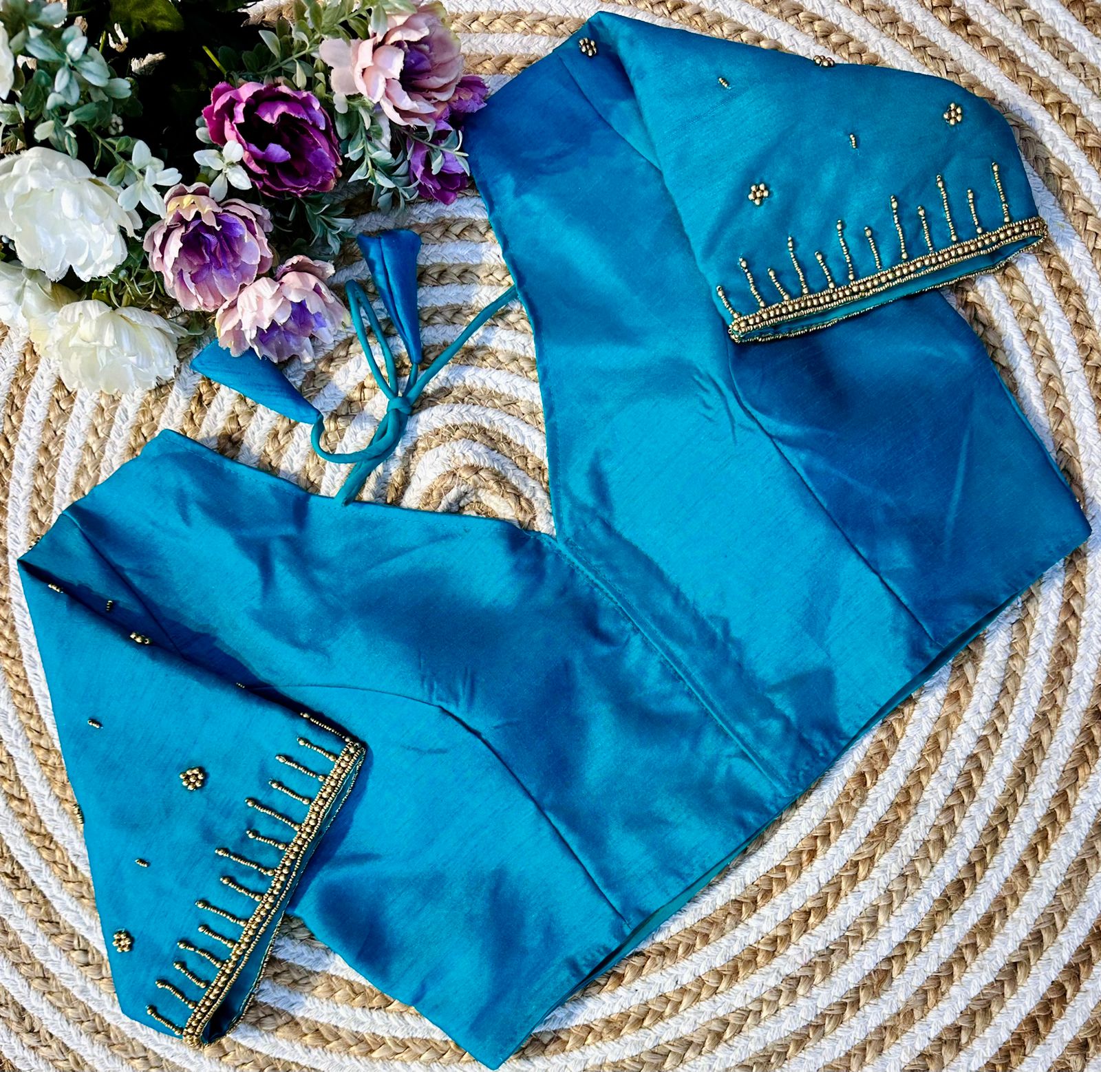 Festival Wear Golden Handcrafted Work Blouse