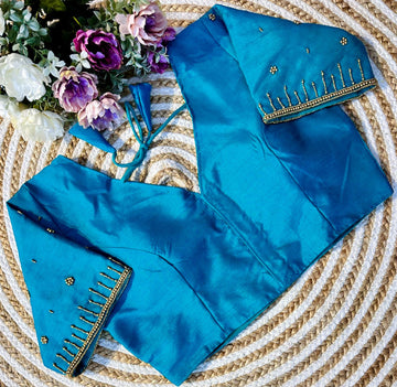 Festival Wear Golden Handcrafted Work Blouse