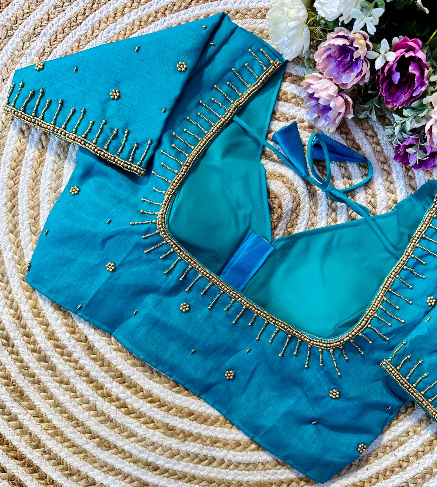 Festival Wear Golden Handcrafted Work Blouse