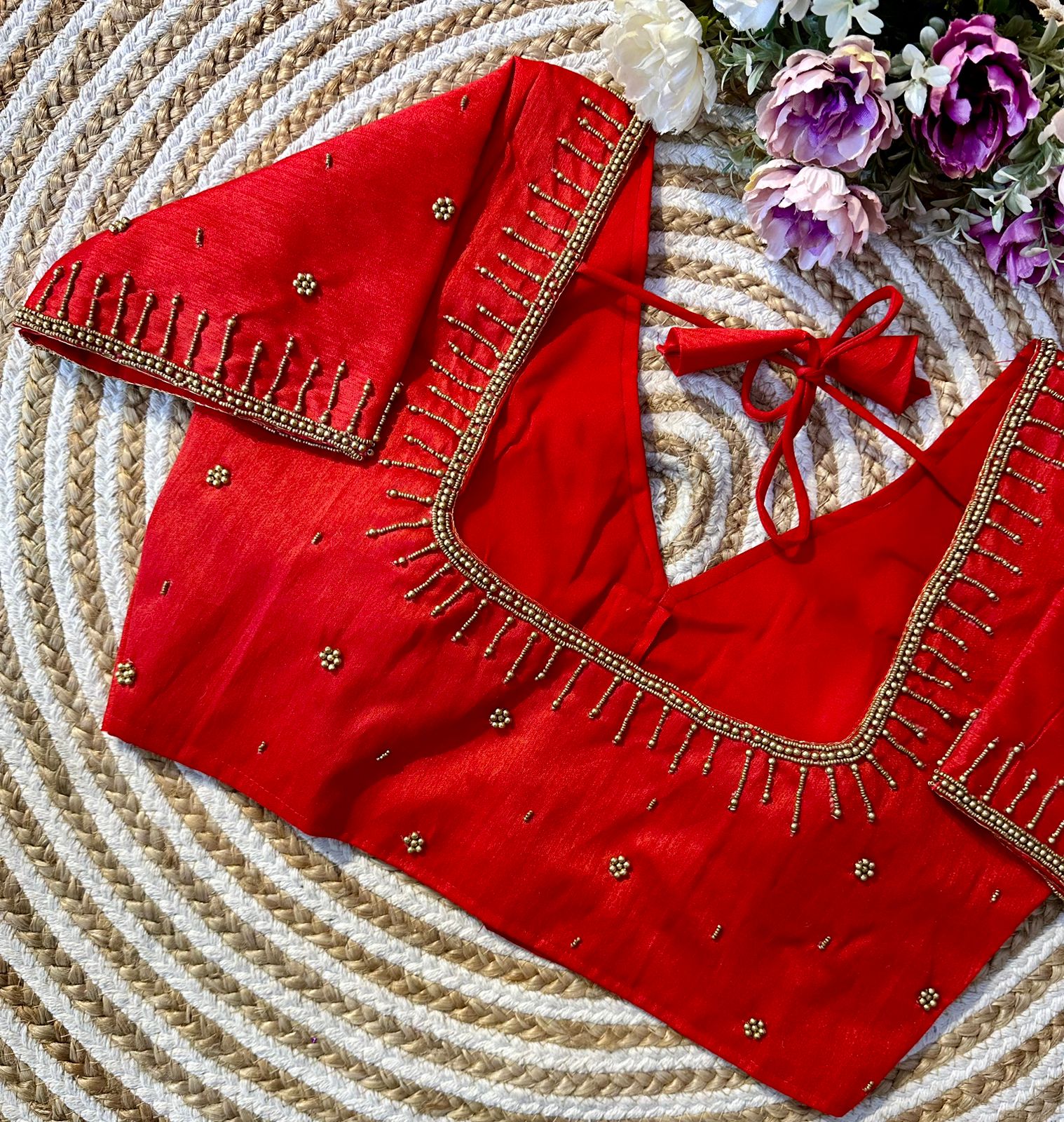 Festival Wear Golden Handcrafted Work Blouse