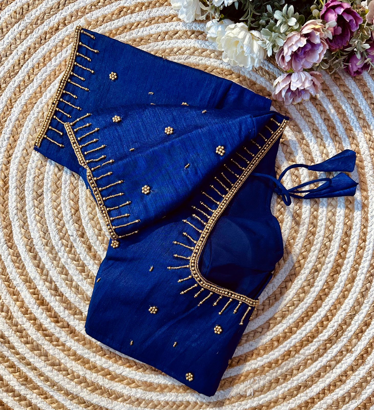 Festival Wear Golden Handcrafted Work Blouse