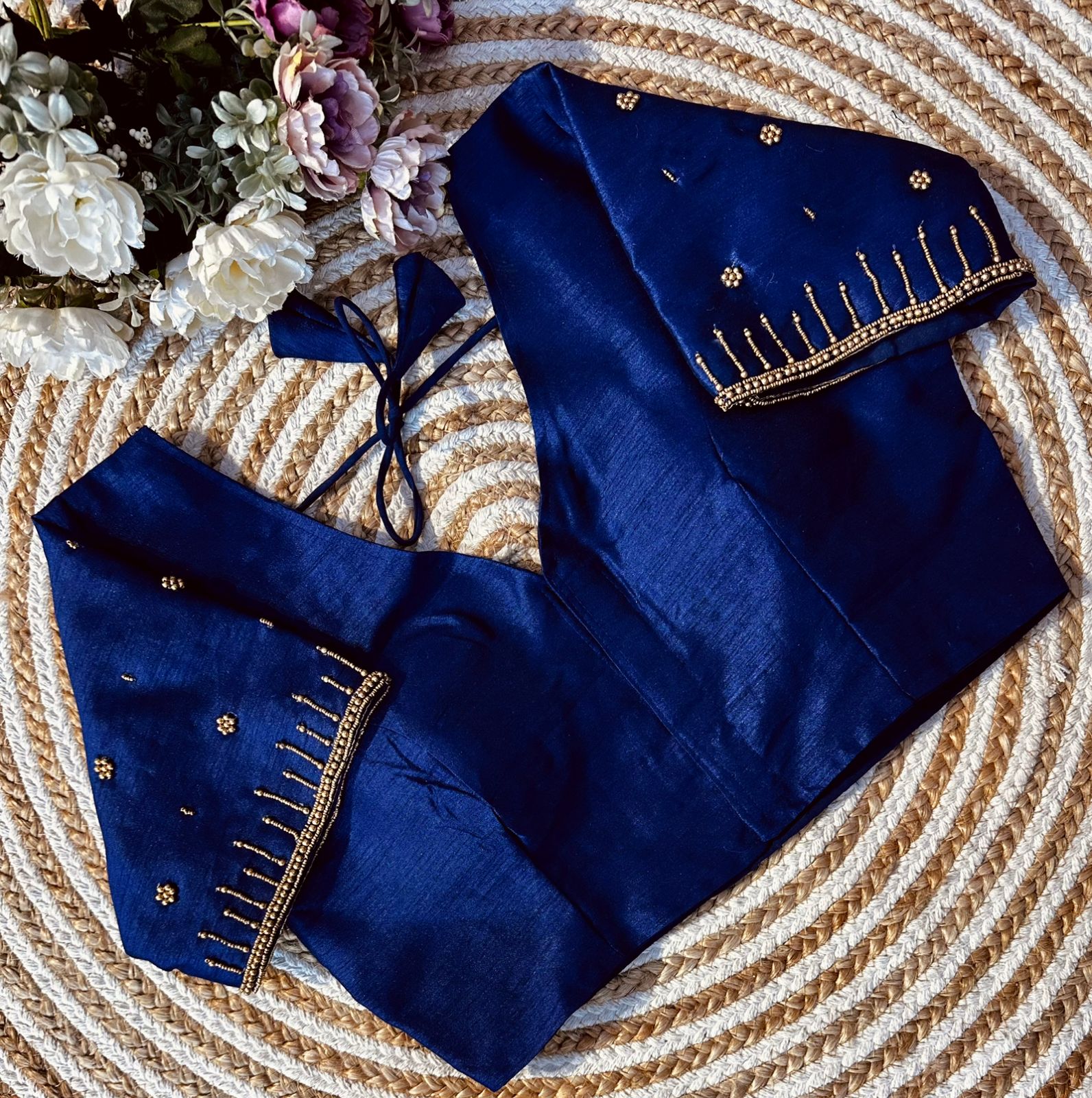 Festival Wear Golden Handcrafted Work Blouse