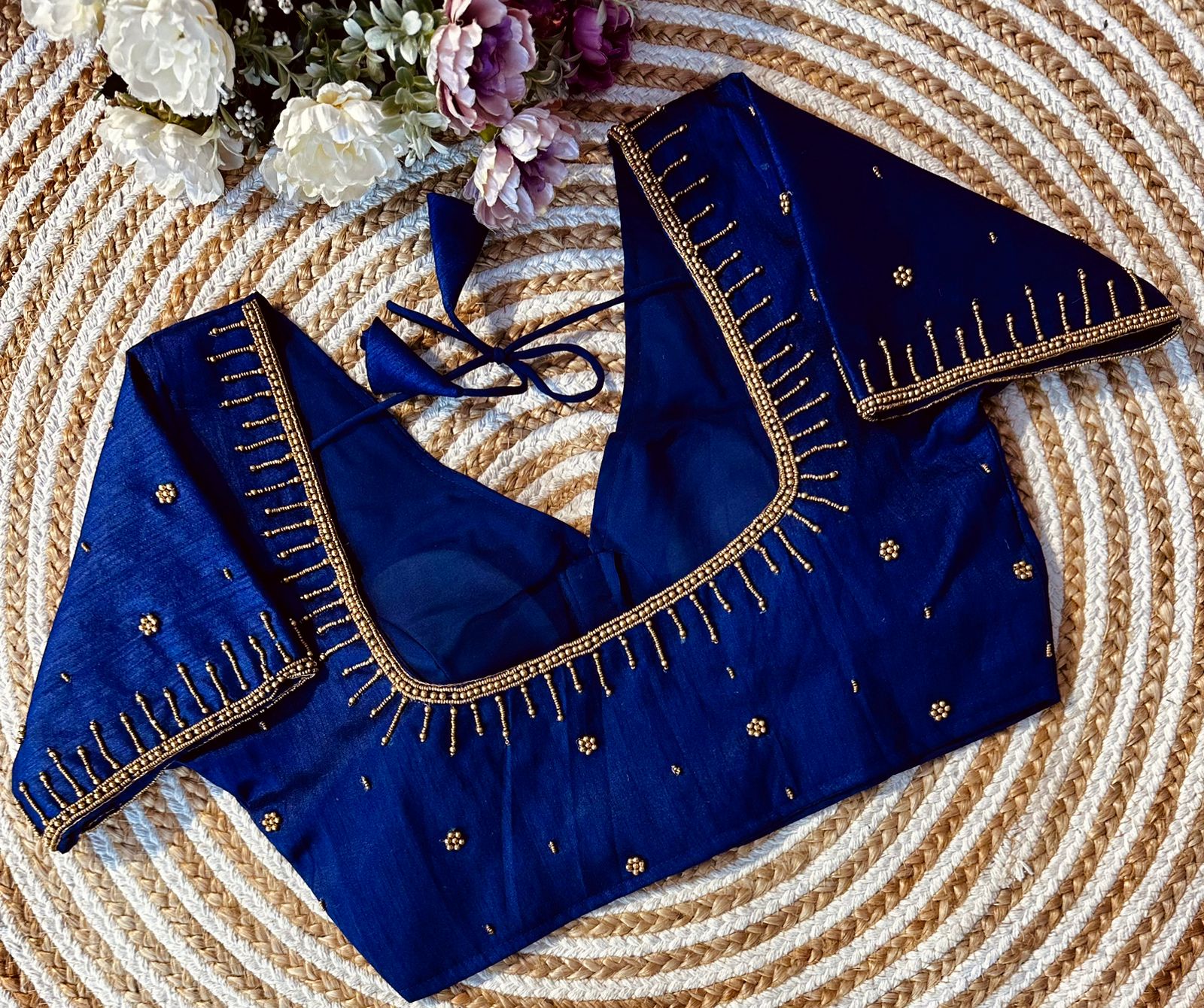 Festival Wear Golden Handcrafted Work Blouse