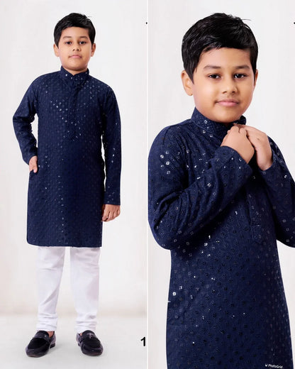 Prince Heavy Chikankari Kids Wear Kurta Pajama - Anant Exports