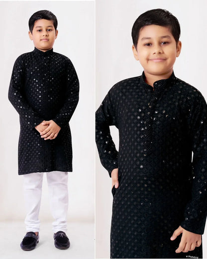 Prince Heavy Chikankari Kids Wear Kurta Pajama - Anant Exports