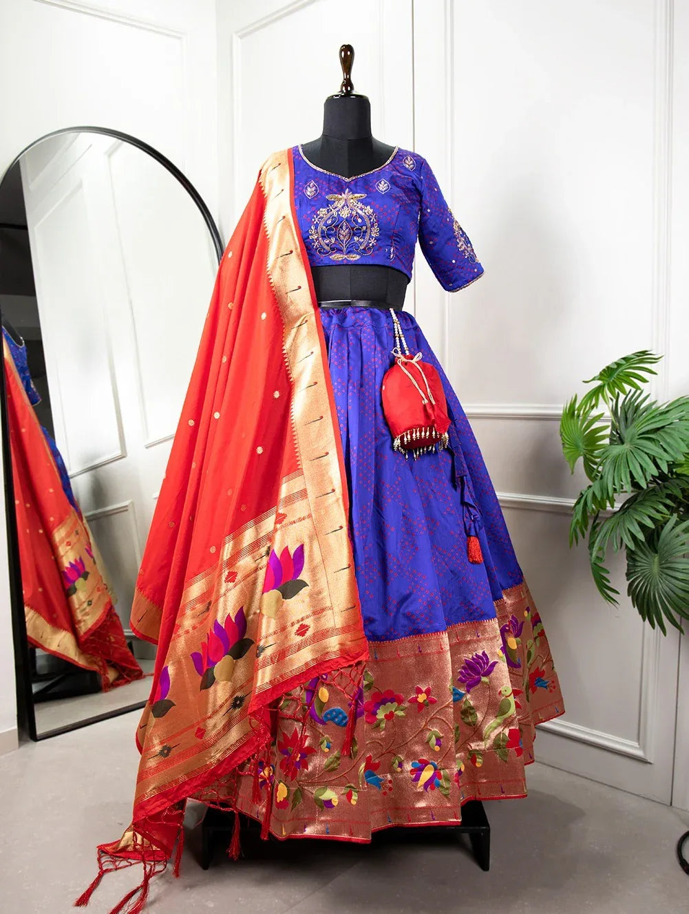 Beautiful Designer South Indian Traditional Paithani Lehenga Choli D.No. 2043 - Anant Exports
