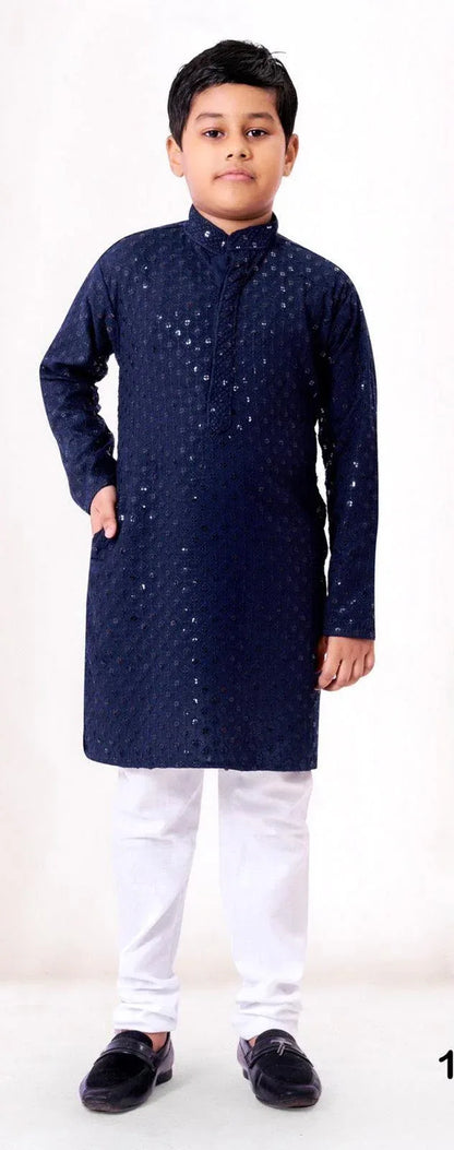 Prince Heavy Chikankari Kids Wear Kurta Pajama - Anant Exports