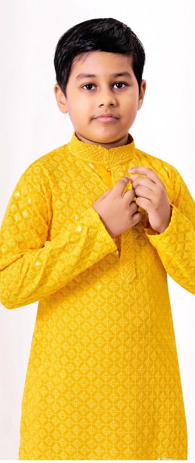 Prince Heavy Chikankari Kids Wear Kurta Pajama - Anant Exports