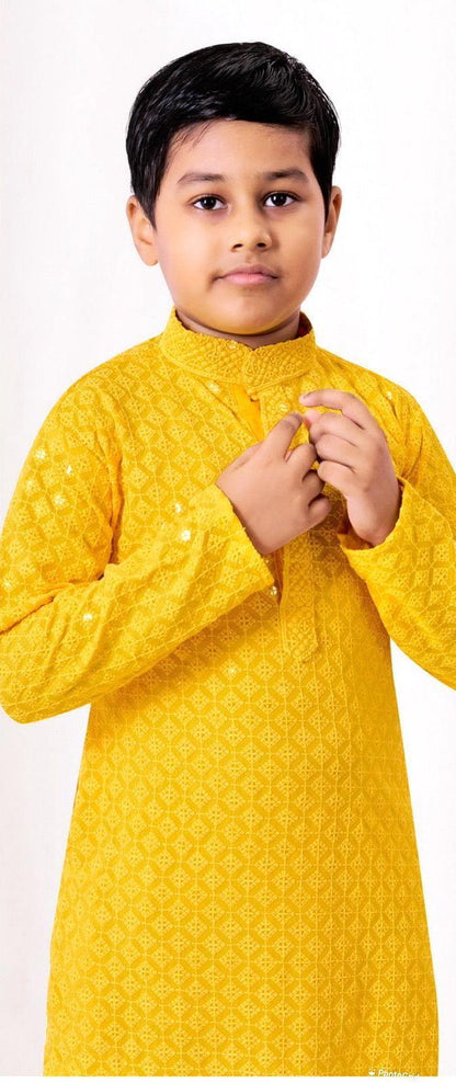 Prince Heavy Chikankari Kids Wear Kurta Pajama - Anant Exports