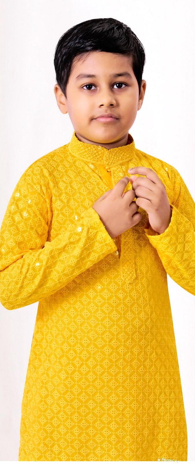 Prince Heavy Chikankari Kids Wear Kurta Pajama