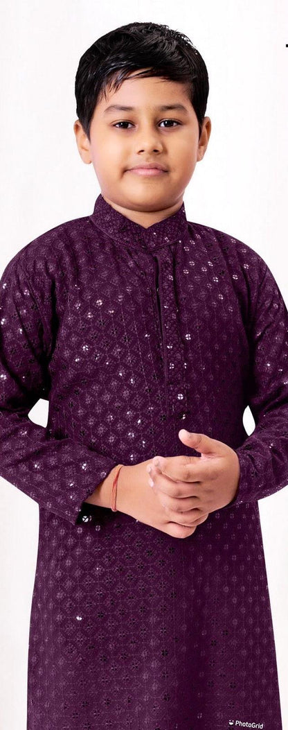 Prince Heavy Chikankari Kids Wear Kurta Pajama - Anant Exports