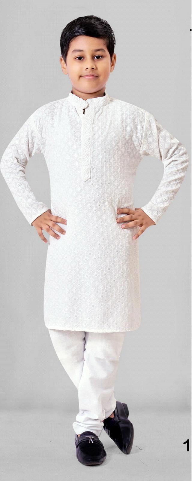 Prince Heavy Chikankari Kids Wear Kurta Pajama