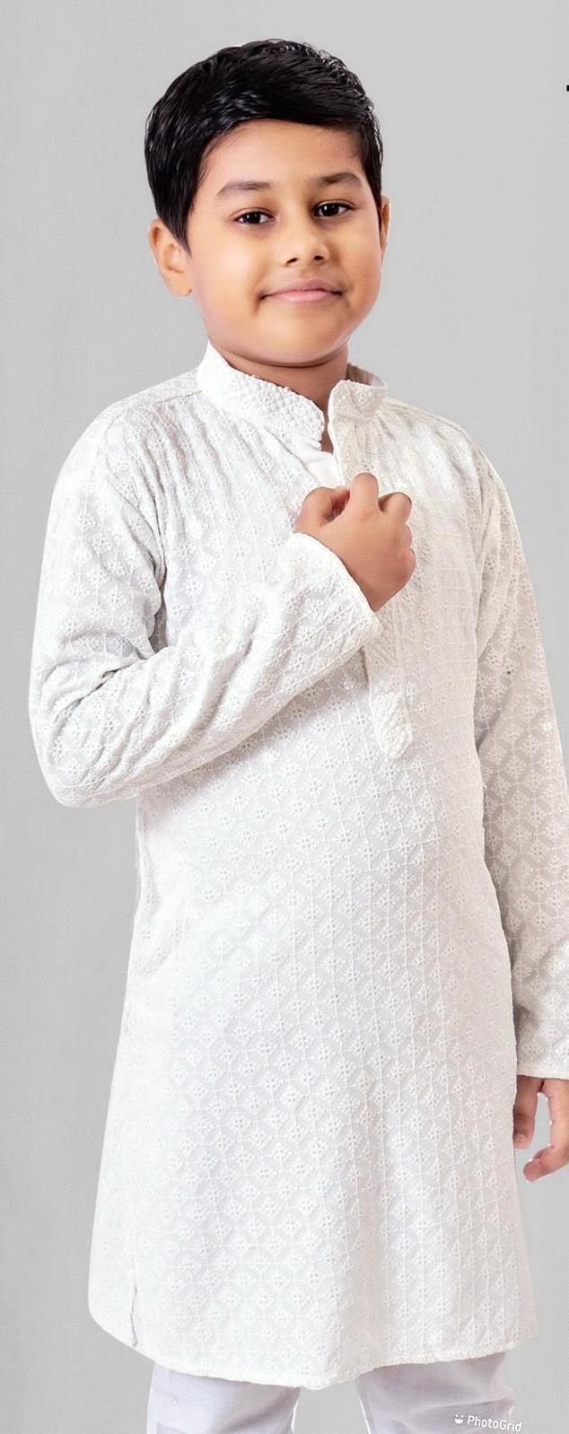 Prince Heavy Chikankari Kids Wear Kurta Pajama