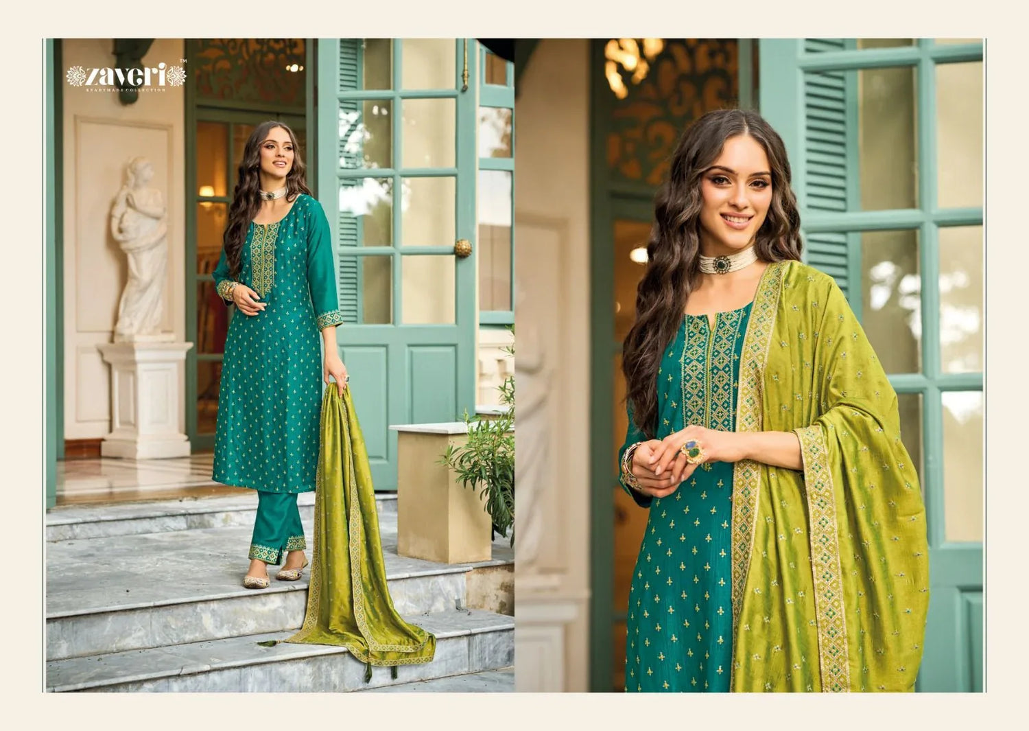 Zaveri Aarina Premium Silk Kurti Pant With Dupatta D.No. 1247 - Anant Exports
