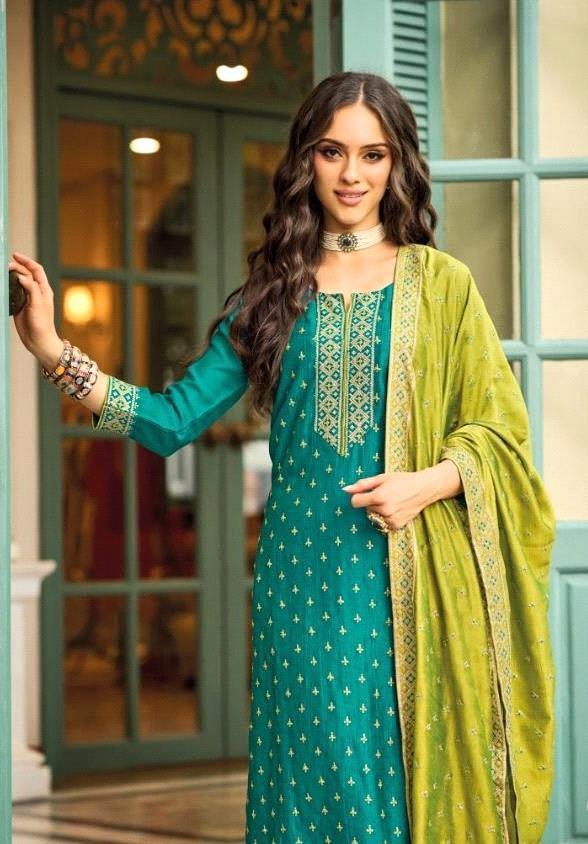 Zaveri Aarina Premium Silk Kurti Pant With Dupatta D.No. 1247 - Anant Exports