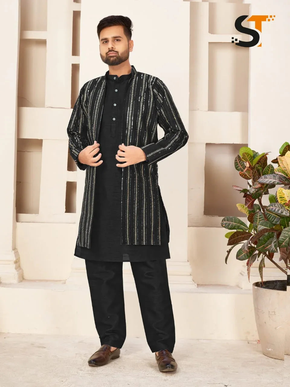 Party Wear Kurta Pajama With Koti - Anant Exports