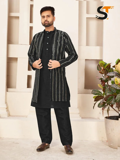 Party Wear Kurta Pajama With Koti - Anant Exports