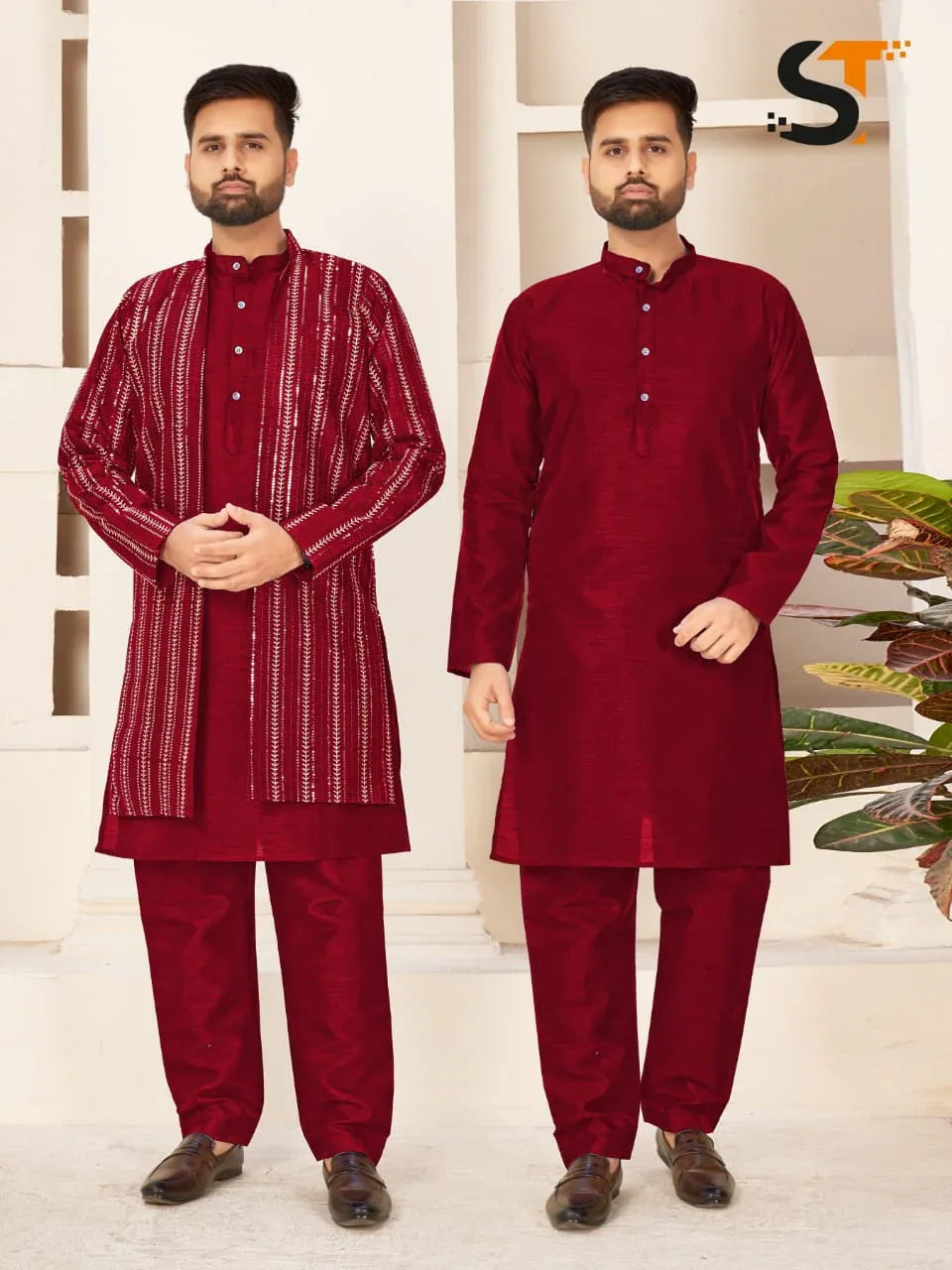 Party Wear Kurta Pajama With Koti - Anant Exports