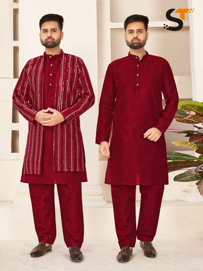 Party Wear Kurta Pajama With Koti - Anant Exports