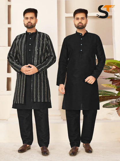 Party Wear Kurta Pajama With Koti - Anant Exports