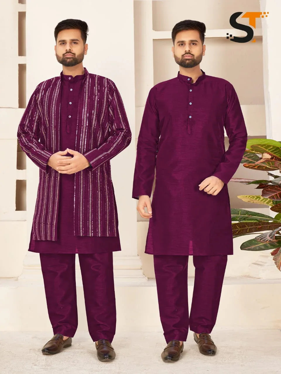 Party Wear Kurta Pajama With Koti - Anant Exports