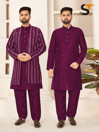 Party Wear Kurta Pajama With Koti - Anant Exports