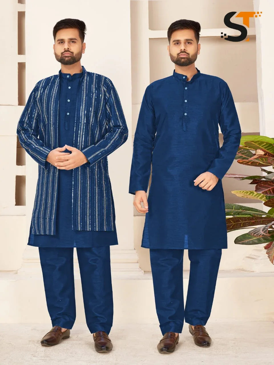 Party Wear Kurta Pajama With Koti - Anant Exports