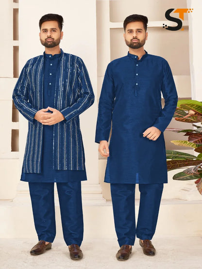 Party Wear Kurta Pajama With Koti - Anant Exports
