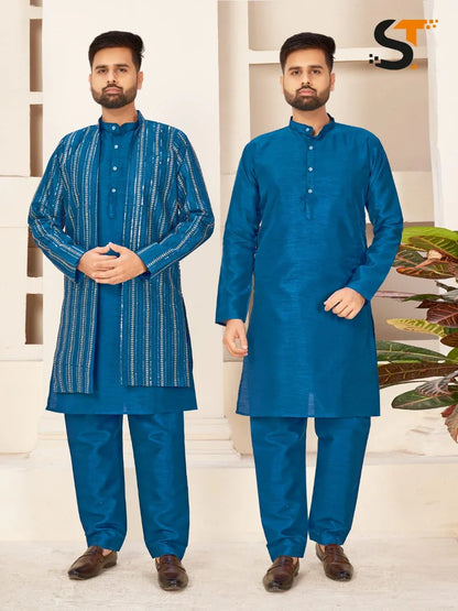 Party Wear Kurta Pajama With Koti - Anant Exports