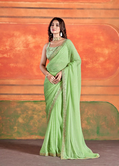 Pihu By Stavan Chiffon Embroidery Saree D.No. 105 - Anant Exports