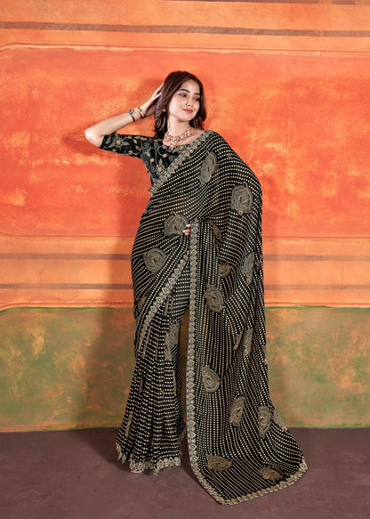 Pihu By Stavan Chiffon Embroidery Saree D.No. 108 - Anant Exports