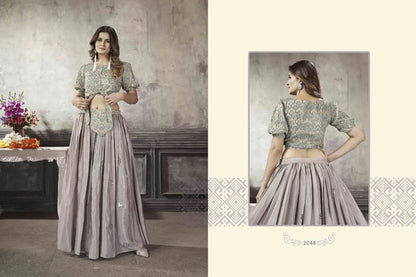 Party Wear Designer Crop top Style Lehenga Choli Frill &amp; Flare Vol. 5 Design 2048