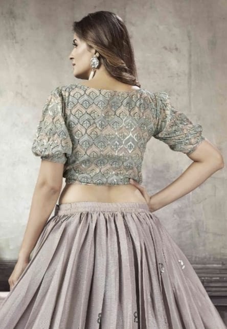 Party Wear Designer Crop top Style Lehenga Choli Frill & Flare Vol. 5 Design 2048