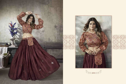 Party Wear Designer Crop top Style Lehenga Choli Frill &amp; Flare Vol. 5 Design 2041