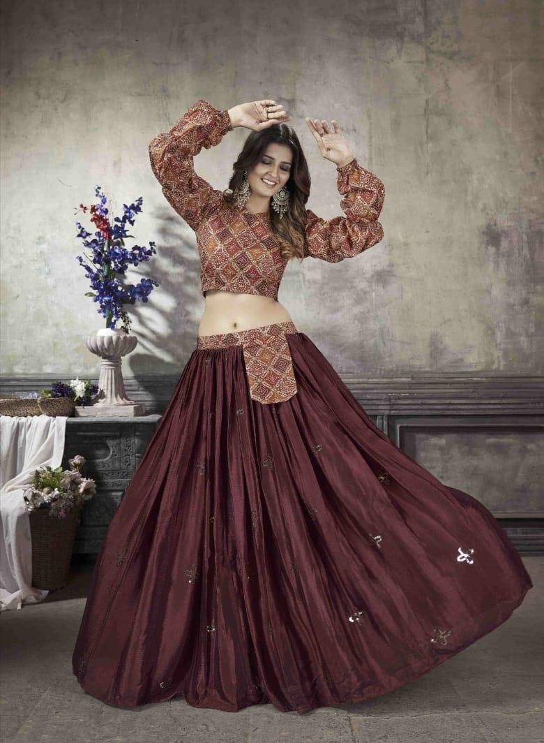 Party Wear Designer Crop top Style Lehenga Choli Frill &amp; Flare Vol. 5 Design 2041