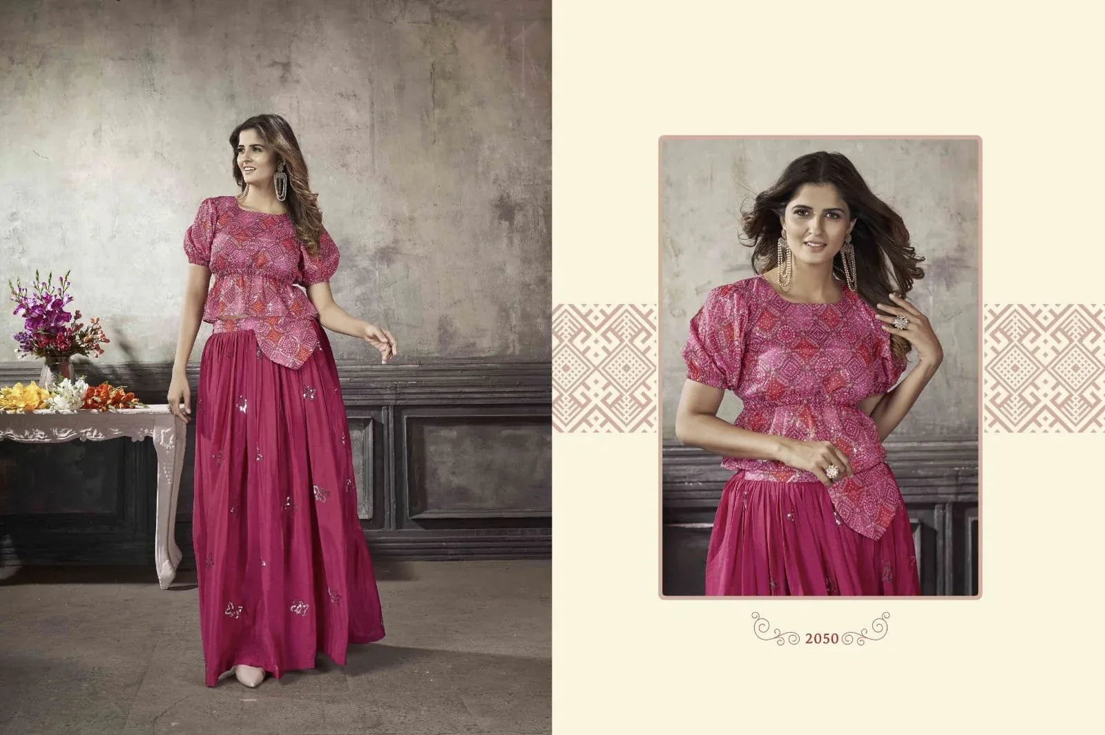 Party Wear Designer Crop top Style Lehenga Choli Frill &amp; Flare Vol. 5 Design 2050