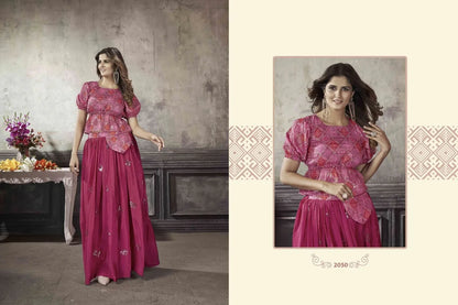 Party Wear Designer Crop top Style Lehenga Choli Frill &amp; Flare Vol. 5 Design 2050