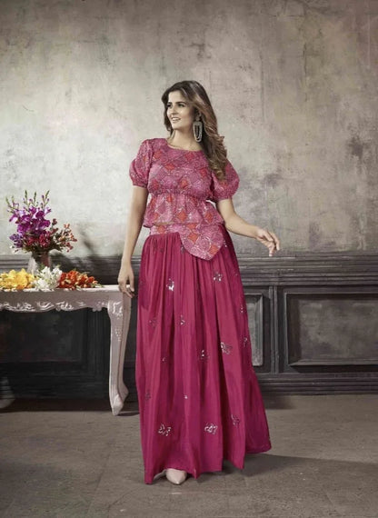 Party Wear Designer Crop top Style Lehenga Choli Frill &amp; Flare Vol. 5 Design 2050
