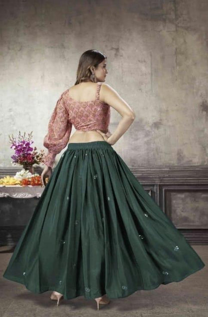 Party Wear Designer Crop top Style Lehenga Choli Frill &amp; Flare Vol. 5 Design 2049